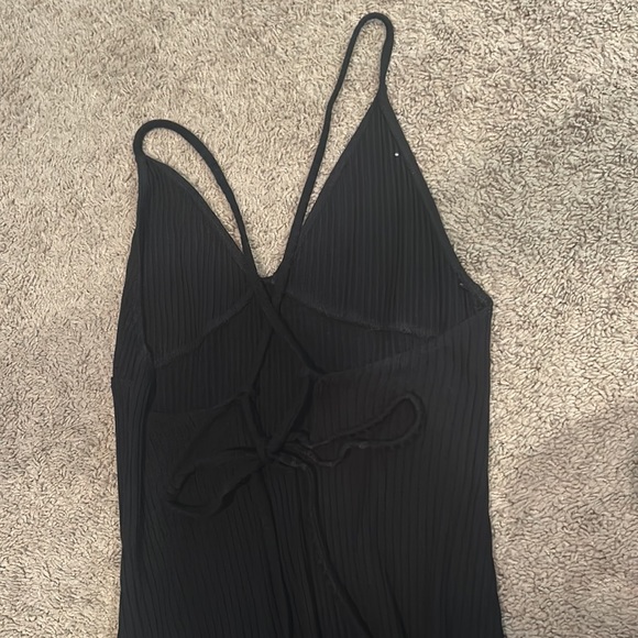 Reformation ribbed cross tied black dress size large - Picture 2 of 3